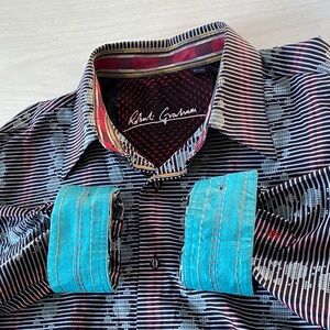 Robert Graham Black and Red Striped Dress Shirt